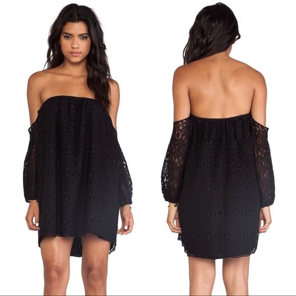 Revolve Boulee Audrey Black Lace Shift Mini Dress - Picture 1 of 13